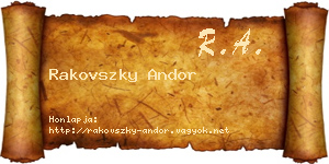 Rakovszky Andor névjegykártya