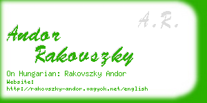 andor rakovszky business card